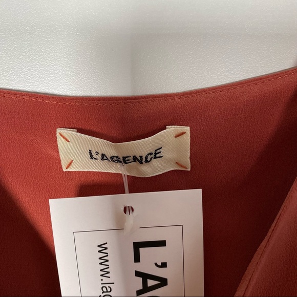 L'AGENCE Jane Silk V Neck Spaghetti Strap Cami In Burnt Clay Size Small SOLD - Picture 5 of 6